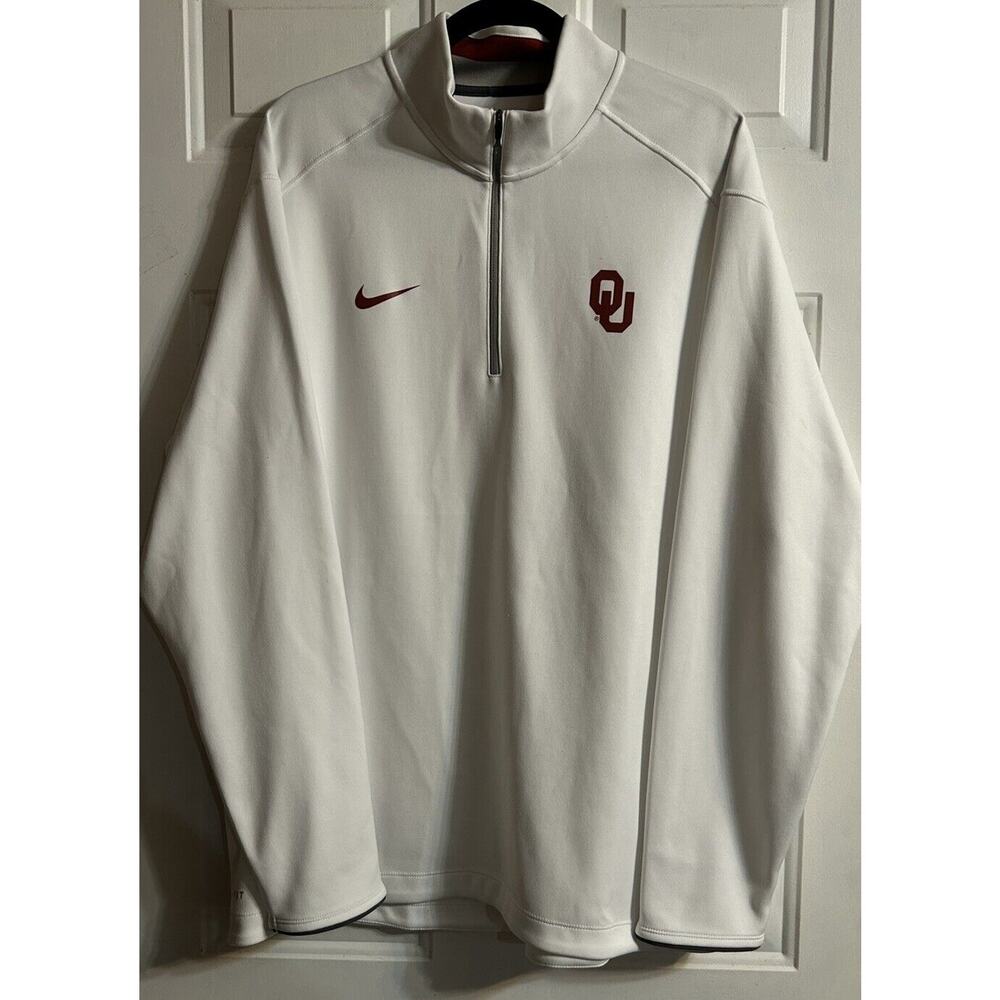 Nike Dri Fit Quarter Zip Pull Over White OU Oklahoma Sooners XL BOOMER SOONER!